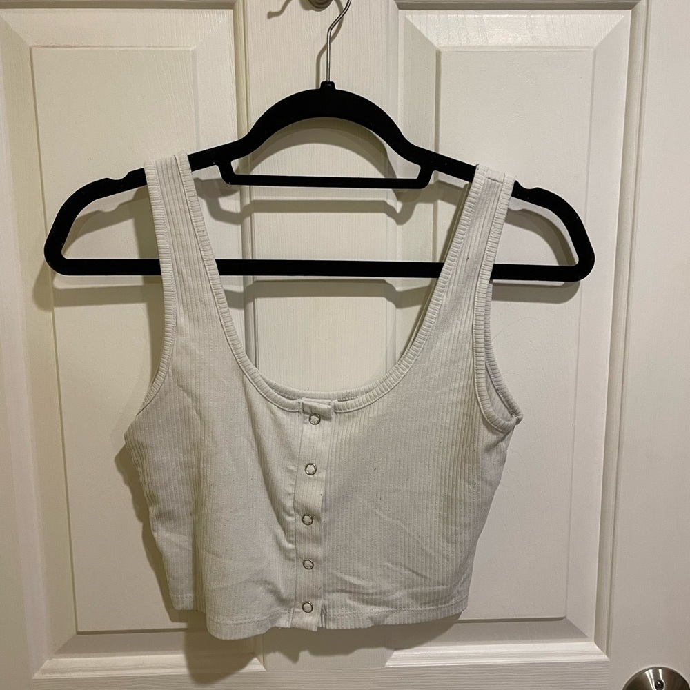 Pacsun white button up crop tank